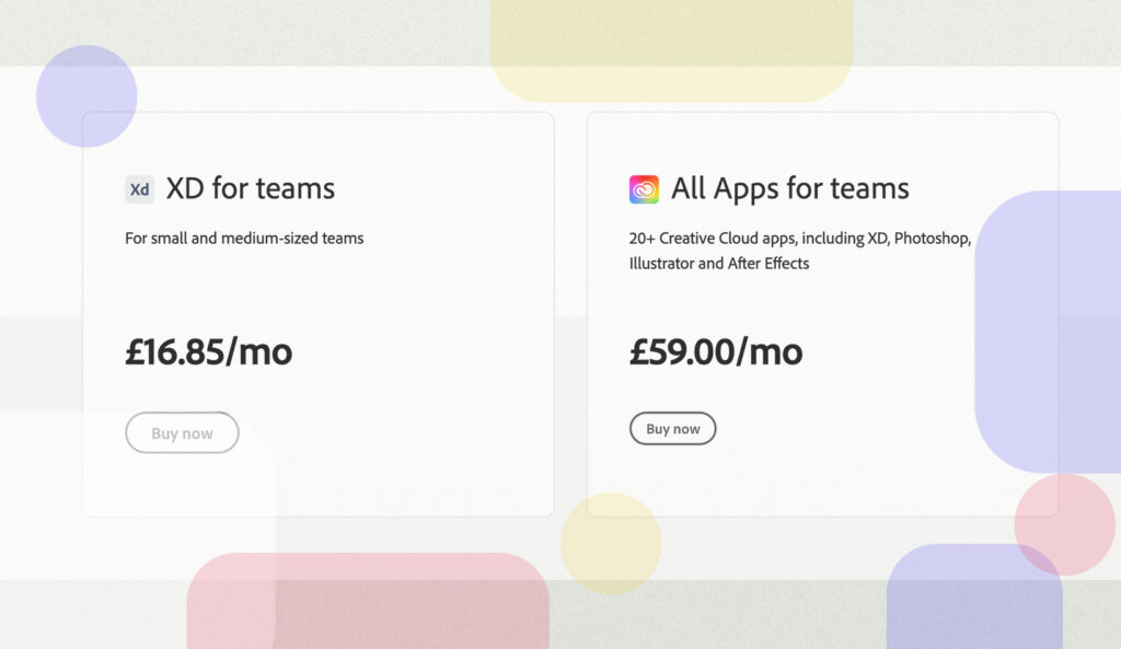 Adobe XD software business pricing